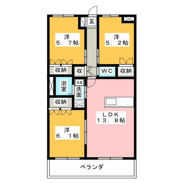 クローバー(3LDK/3階)の間取り写真