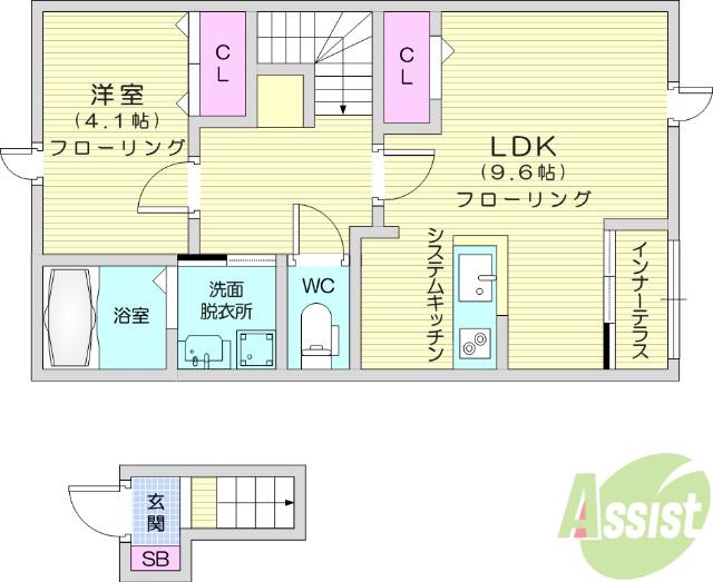 アヴニールブリエ(1LDK/2階)の間取り写真