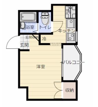 ジュネス城北新町II(ワンルーム/1階)の間取り写真