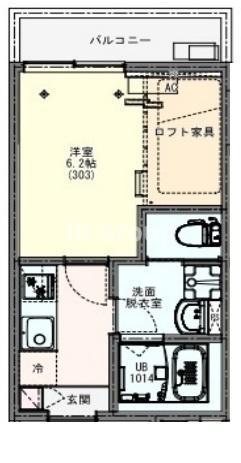 KEIAI RESIDENCE 青井(1K/3階)の間取り写真
