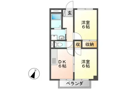 サニーハイツ(2DK/1階)の間取り写真