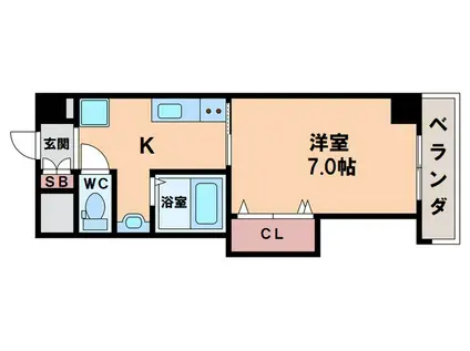 ロジュマン上本町(1K/3階)の間取り写真