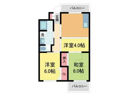 ハイム逆瀬(3DK/2階)の間取り写真