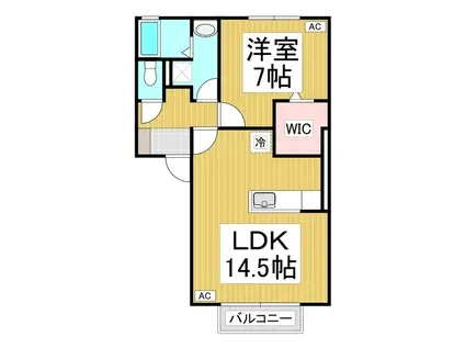 フレマリール若宮C棟(1LDK/2階)の間取り写真