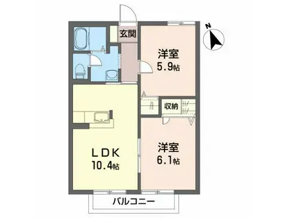 グリュック レーベン(2LDK/2階)の間取り写真