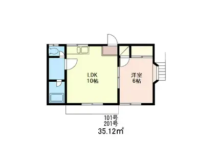 ハイムコオリナ(1LDK/2階)の間取り写真