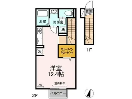 ドミール八幡III(ワンルーム/2階)の間取り写真