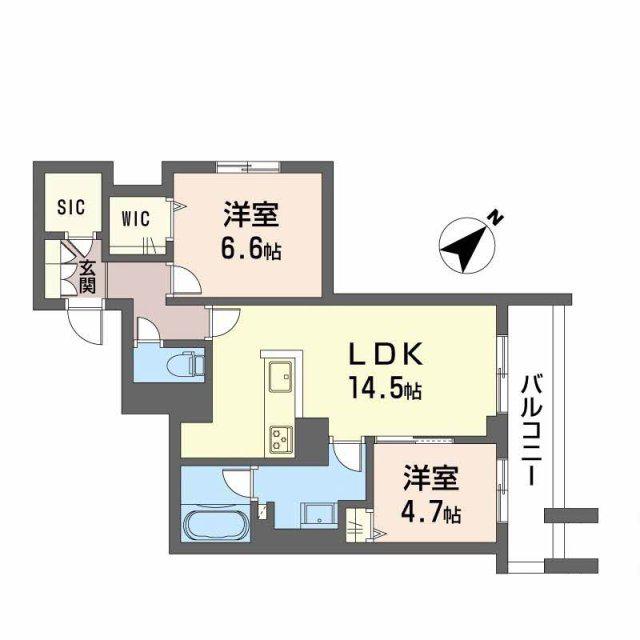 フィグ古江東町(2LDK/3階)の間取り写真