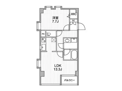 コーナーハウス(1LDK/3階)の間取り写真