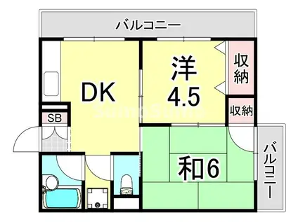 シェリル塚口(2DK/2階)の間取り写真