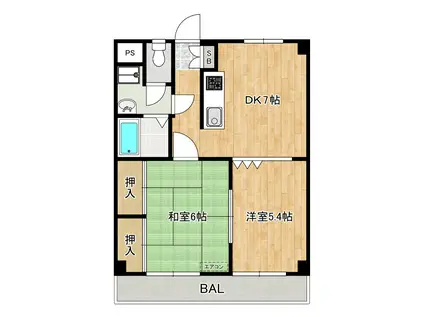 メゾンドパルシェ(2DK/1階)の間取り写真