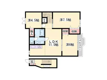 ル・クプル・プラースII(3LDK/2階)の間取り写真