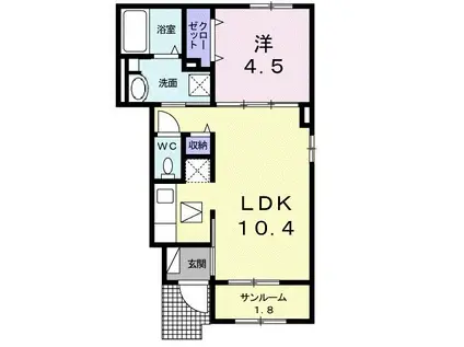 サントレンチホームズ(1LDK/1階)の間取り写真