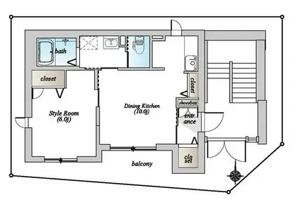 仁志町アドレス(1LDK/3階)の間取り写真