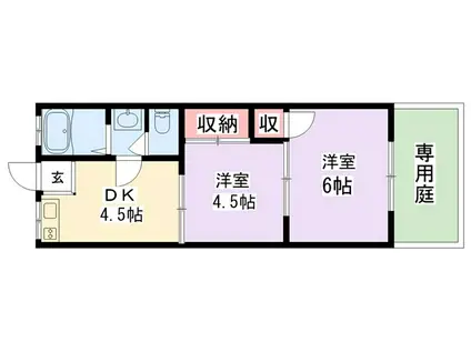 三和ハイツ金田(2DK/1階)の間取り写真