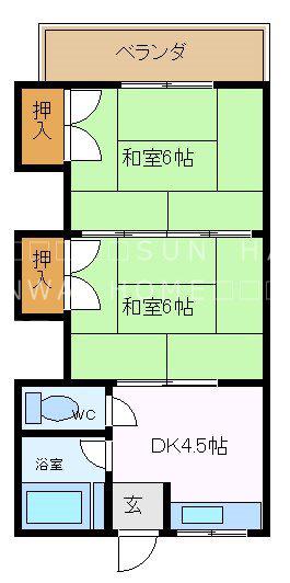 西山本コーポラス1号(2DK/2階)の間取り写真