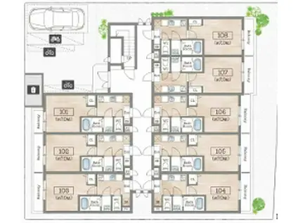 AILE岡場III(1K/3階)の間取り写真