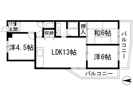 アルク宝塚(3LDK/3階)の間取り写真