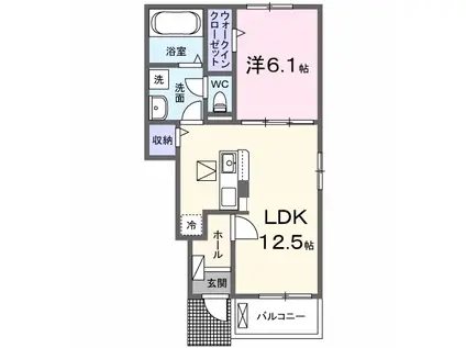 セレニティ コートI(1LDK/1階)の間取り写真