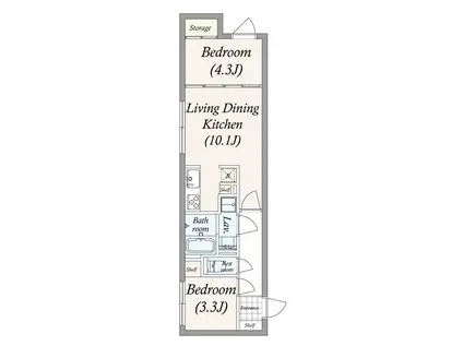 PRIMAL 石神井公園(2LDK/1階)の間取り写真