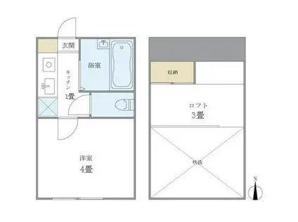 八景舎高円寺南B(1K/2階)の間取り写真