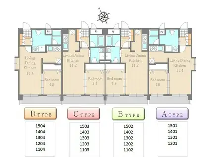 セントレジス医大通(1LDK/3階)の間取り写真