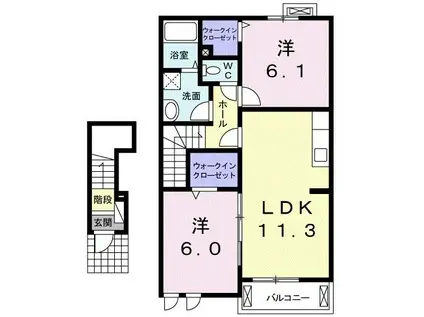 ネオグランツIIA(2LDK/2階)の間取り写真