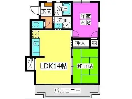 毛利ハイツ(2LDK/2階)の間取り写真