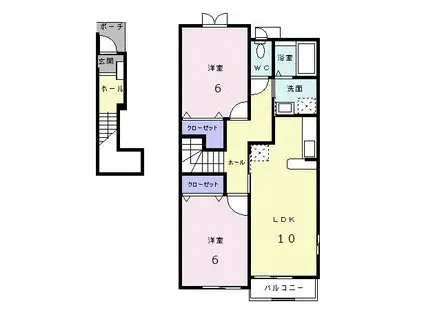 ボナール(2LDK/2階)の間取り写真