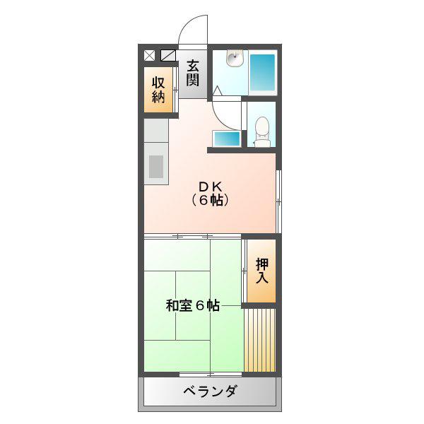 コーポ阪本(1DK/2階)の間取り写真