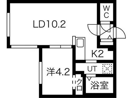WHITE SPANKER南郷7丁目(1LDK/2階)の間取り写真