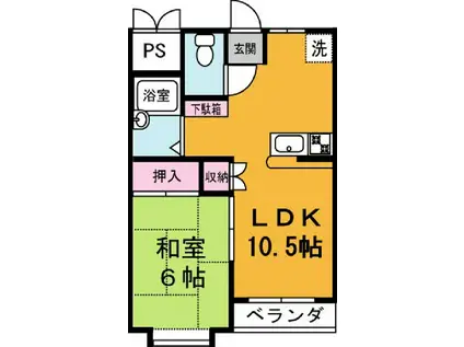 ルミナス花畑(1LDK/1階)の間取り写真