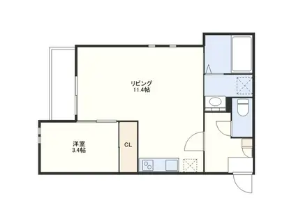 GRANDTIC山手(1LDK/1階)の間取り写真