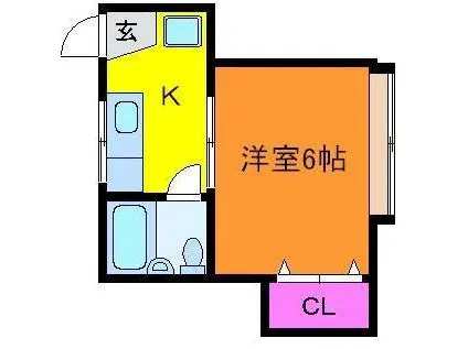 ラフォイアハイツ(1K/2階)の間取り写真