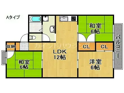 ジェンティールTATEISHI(3LDK/2階)の間取り写真