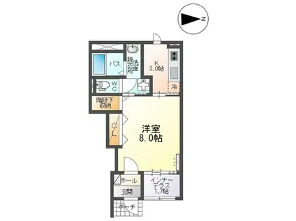 ベルクレスト(1K/1階)の間取り写真