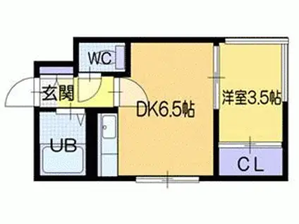 マイプレイス南郷(1DK/4階)の間取り写真