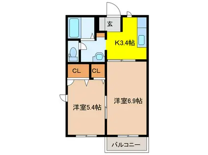 クローバー(2K/2階)の間取り写真