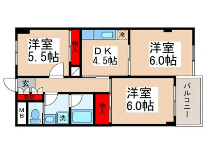 エレガントプラザ(3DK/3階)の間取り写真