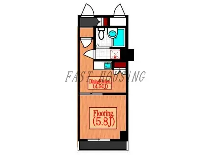 ライオンズガーデン新宿(1DK/5階)の間取り写真