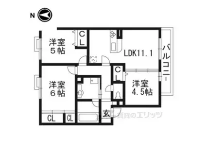 アミカル宮ノ前1(3LDK/2階)の間取り写真