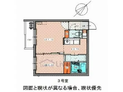 TOMORROW福住 ウエスト(1LDK/4階)の間取り写真