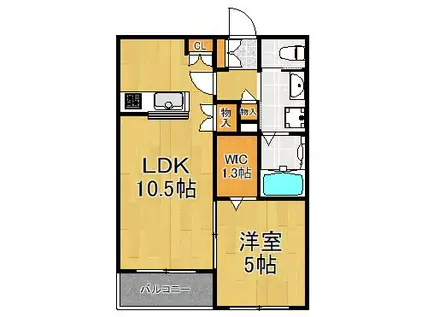 リヴィエール横浜(1LDK/2階)の間取り写真
