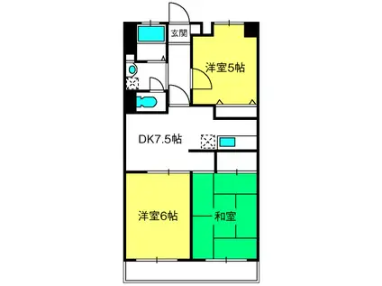 日建シェトワNO.2(3DK/3階)の間取り写真