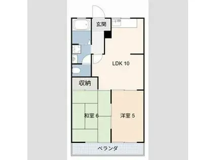 リバティはやのB(2LDK/2階)の間取り写真