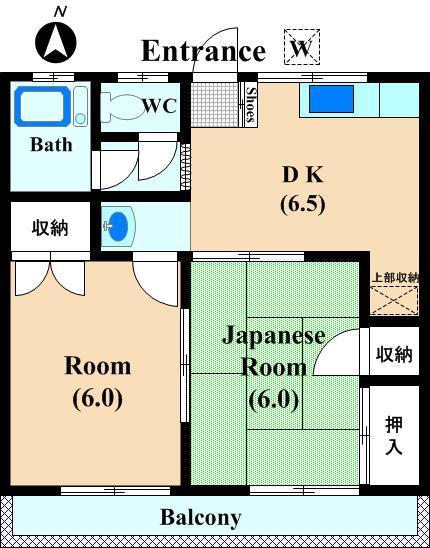 ゆたかハイツ(2DK/2階)の間取り写真