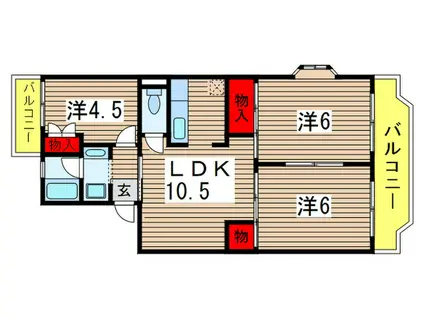 ビューバレー朝日ヶ丘(3LDK/1階)の間取り写真