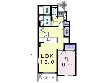 ノースウッド I(1LDK/1階)の間取り写真