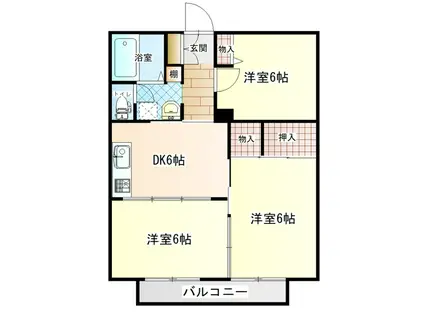 Kフラット(3DK/2階)の間取り写真