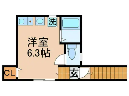 ヴォワル(ワンルーム/2階)の間取り写真